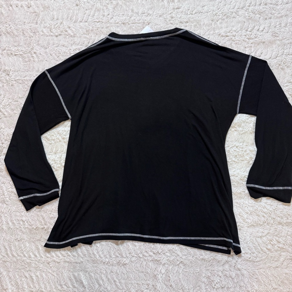 NWT Suzanne Betro Black Contrast Stitch Henley Tunic size 3x - Picture 4 of 7